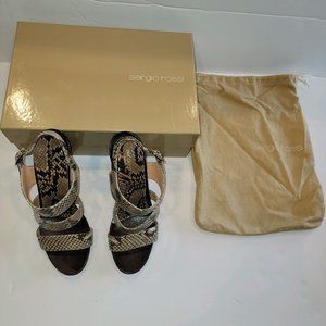 Vintage Sergio Rossi Python Wedge Sandals, 4" Heel